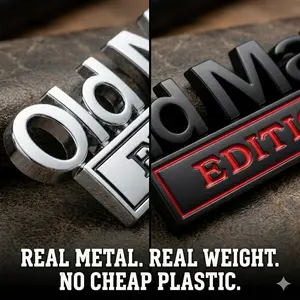 Old Man Edition Premium 3D Metal Car Emblem Chrome & Red Black Funny Retro Badge for Cars Trucks Toolboxes Father's Day Gift