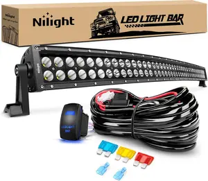 Nilight 42Inch 240W Curved Led Light Bar Spot Flood Combo Led Off Road Lights and 14AWG 5Pin Rocker Switch Wiring Harness Kit for Truck ATV UTV SUV
