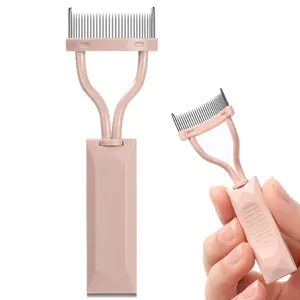 Eyelash Comb Separator, Arc Designed Lash Definer Comb Makeup Mascara Comb Applicator With Cover, Eye Cosmetic Brush Tool lash  scratcher Handle eyebrow comb