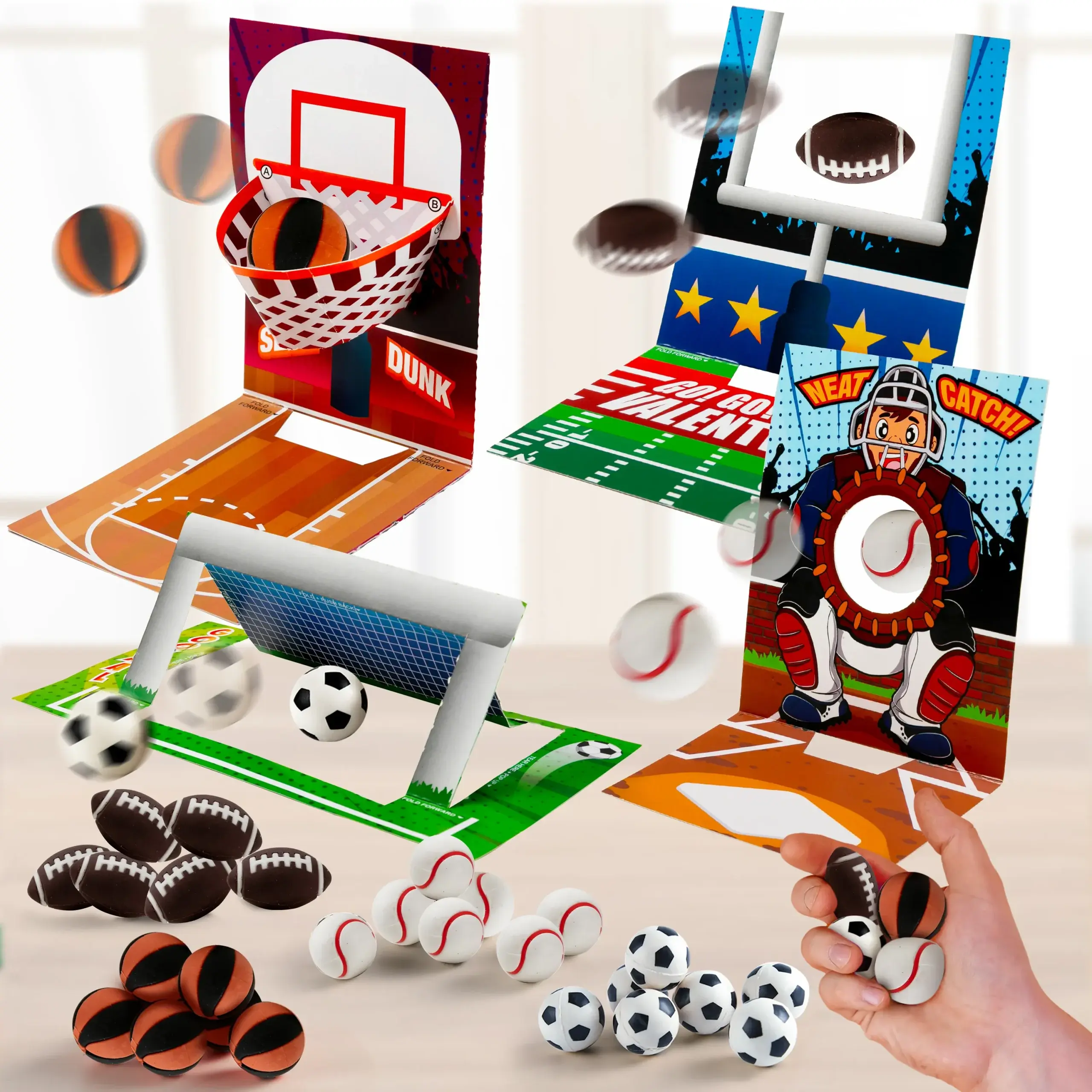 28Pcs Sports Game Erasers with Kids Valentines Cards for Classroom Exchange 2025 Valentine Exchange Cards