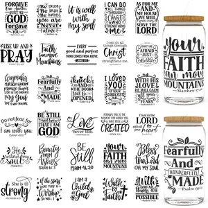 30 count UV DTF Cup Wraps for 16 OZ -  Scriptures UV DTF Cup Stickers for 16OZ Glass Cups, Mugs,Milk  Cups, Metal and Plastic Bottles. High-Viscosity UV DTF Transfer Sticker