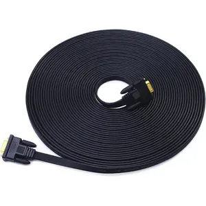 DTECH 65-Foot VGA to VGA Cable for Computer Monitors, 15-Pin Male to Male Flat VGA Cord, Full HD Video (20 Meters, Black)
