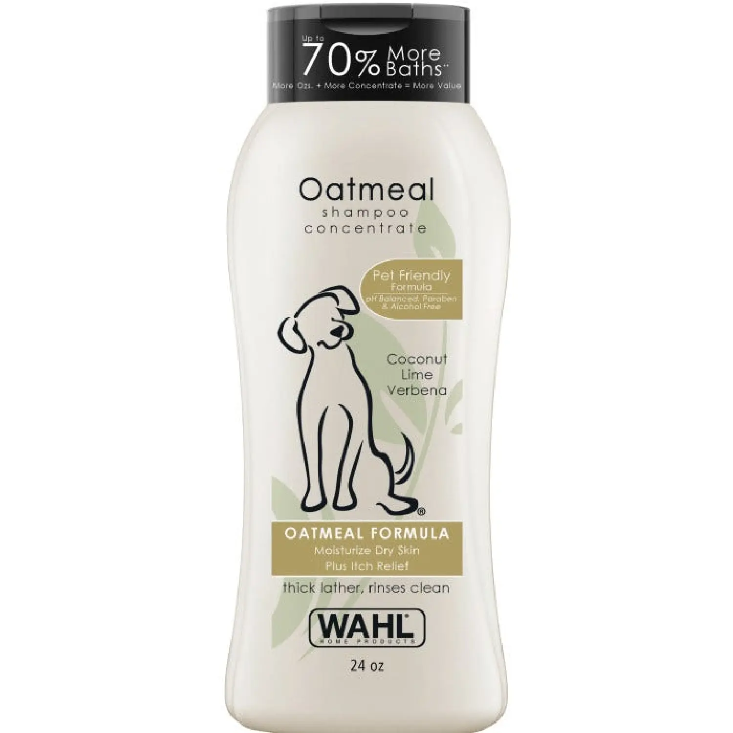 Wahl USA Dry Skin & Itch Relief Pet Shampoo for Dogs – Oatmeal Formula with Coconut Lime Verbena Scent & Pet Friendly Formula, 24 Oz - Model 820004A