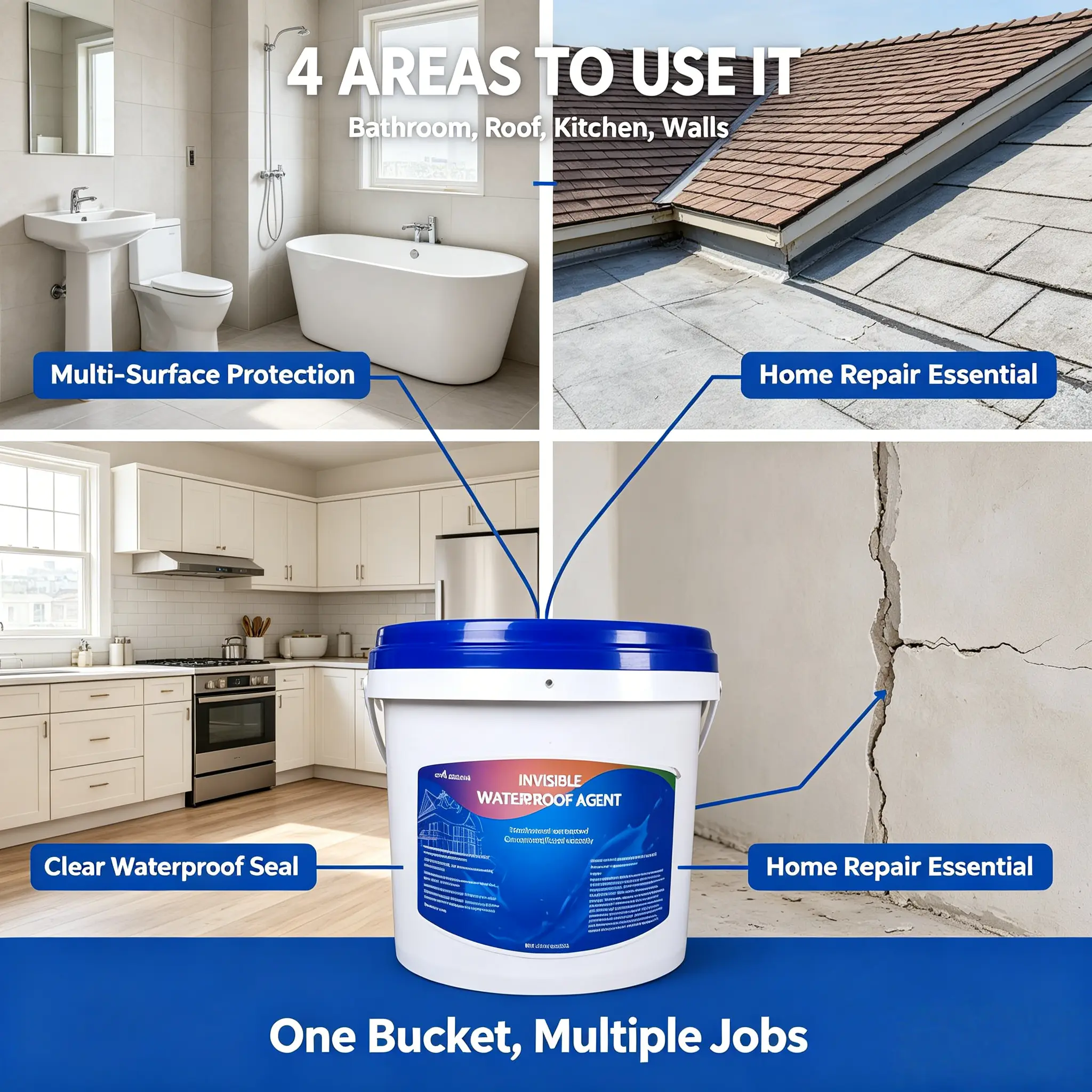 Invisible Waterproof Agent, No Demolition Leak Repair Sealant, Transparent Coating for Bathroom Kitchen Roof Walls
