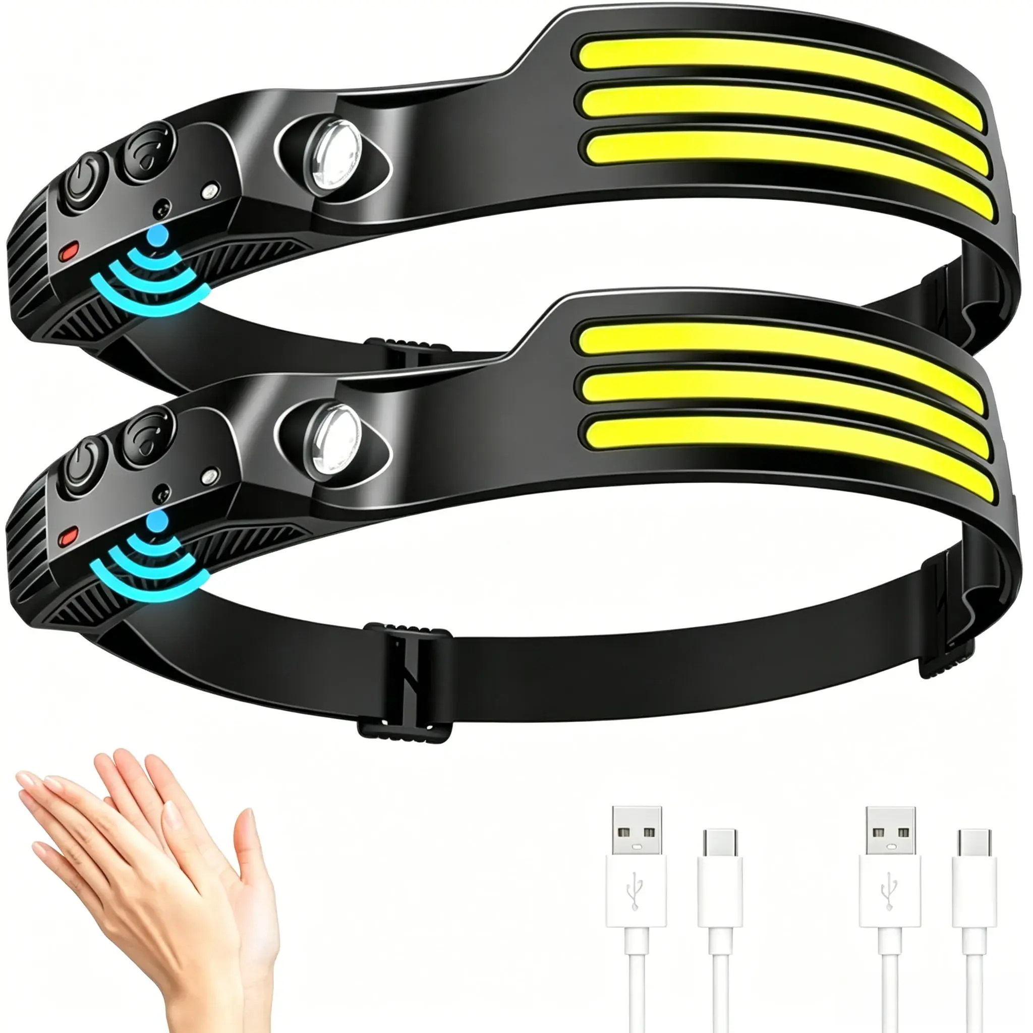 Headlamp Head-Worn High-Brightness Rechargeable Night Fishing Headlamp, Specially for Fishing, Super Bright, Ultra Lightweight, Portable Sensor Light with Super Long Battery Life