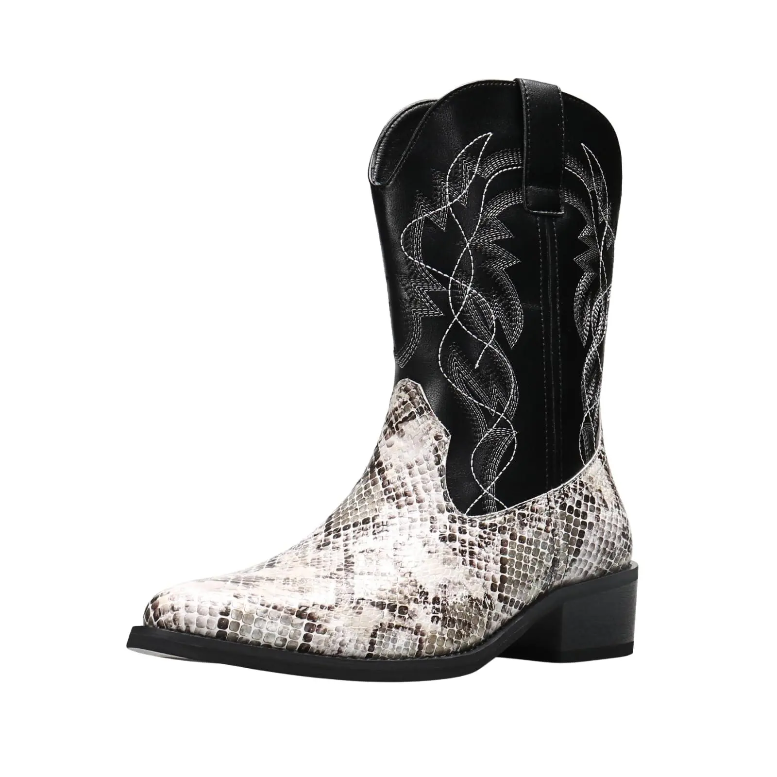 Python Manning Men's Boots Cowboy For Men Classic Pointed Western Pull Up Snakeskin Embroidered Mid-calf