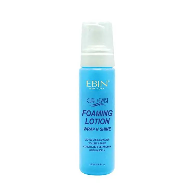 Ebin New York Curly Hair Curl & Twist Foaming Lotion - 8.5 oz Wrap N' Shine Haircare Styling Lotion, Lightweight, Argan & Avocado Infused, Moisture-Boosting Curl Activator for Curly Hair, Moisturize, Voluminous Hair