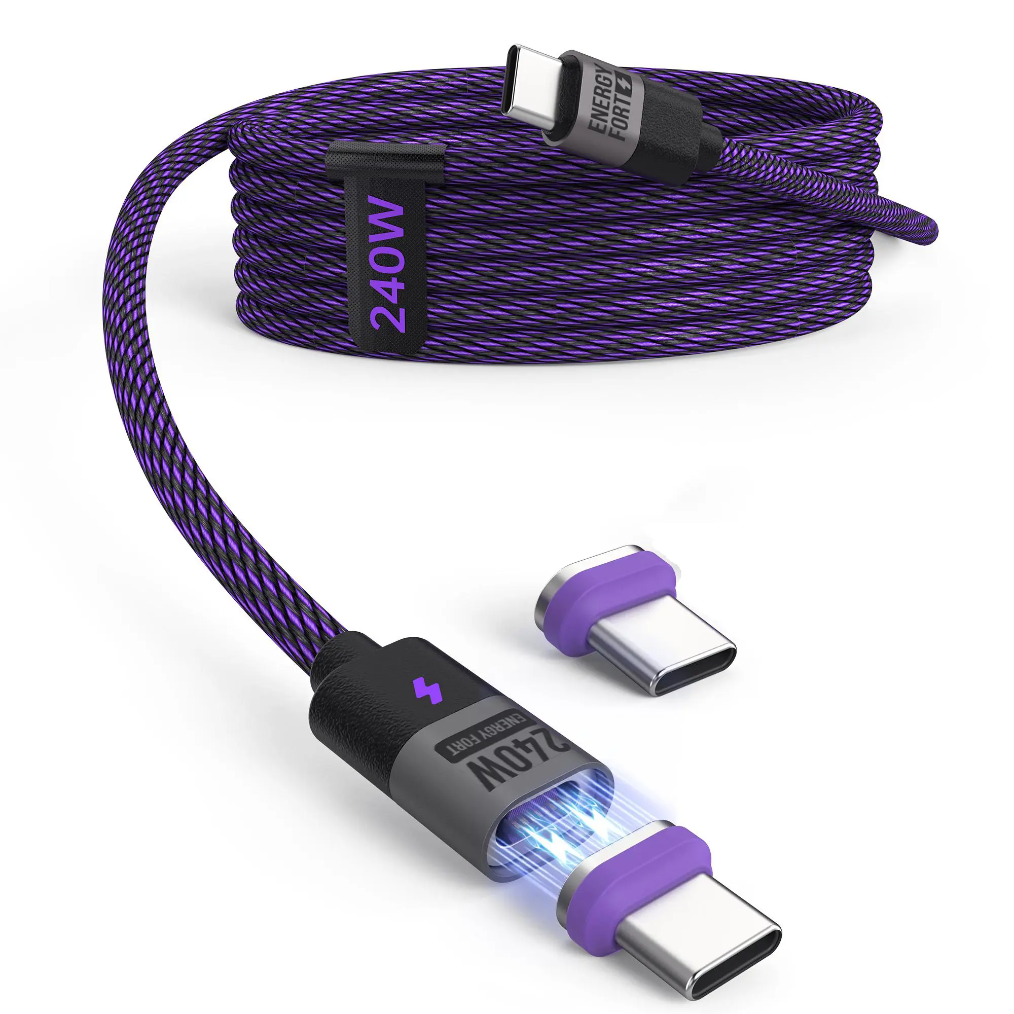 SIKAI 240W Magnetic Multi-USB-C Charging Cable - Anti-Leakage, Fast Charging, Data Sync - 5.9 Ft Cord for iPhone 17/16/15, Samsung Galaxy, Laptops, iPad, Mobile Phones, Type-C Device Port Smartphones