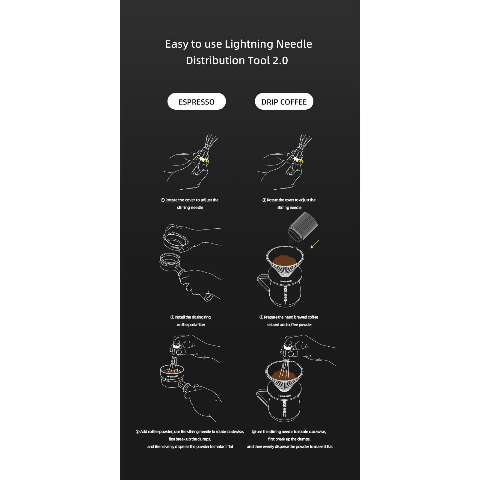 MHW-3BOMBER Espresso Distribution Tool Coffee WDT Adjustable Needles Stirrer with Magnetic Rack Professional Barista Accessories