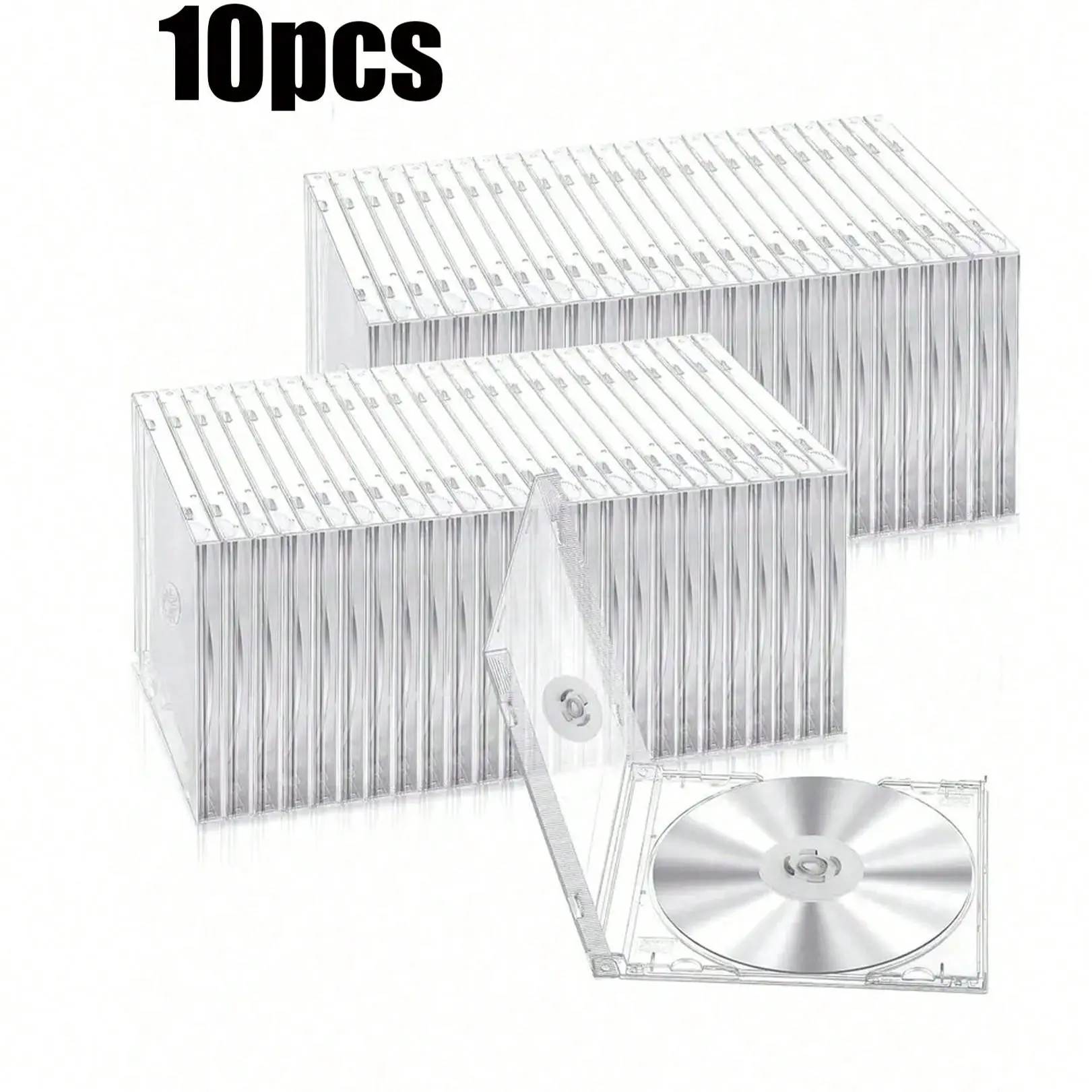 10 Pack Ultra-Thin Transparent Square CD DVD Case with Locking Feature, Single Disc Capacity, Shockproof PP Plastic, Organized Storage, Compact Storage Portable Game Storage Bag, Space Saving Storage, Storage For Organizing