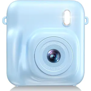Digital Camera for   Print, 48MP Dual-Lens  Camera for Girls Boys Christmas Birthday Gifts, 1080P Video Selfie  Cameras, Portable  for 4-12  with 32GB Card-Blue