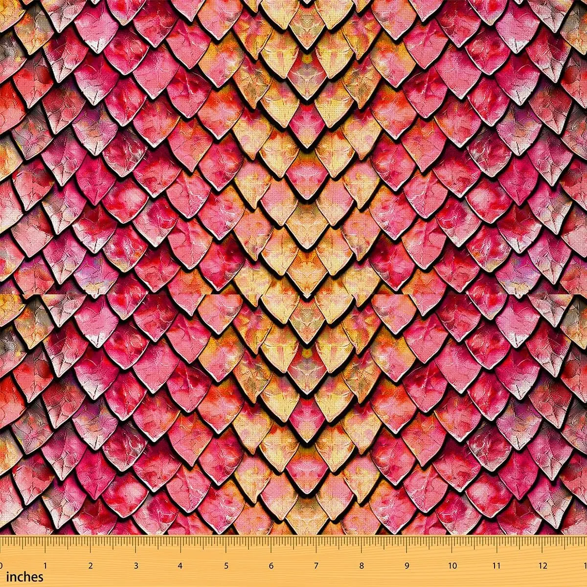 Feelyou Dragon Scale Patterned Colored Synthetic Woven Fabric, 1yd Waterproof Upholstery Textile, Wild Animal Skin Themed for Safari Chair Upholstery & Sewing Projects, Patterned Fabric Fabric