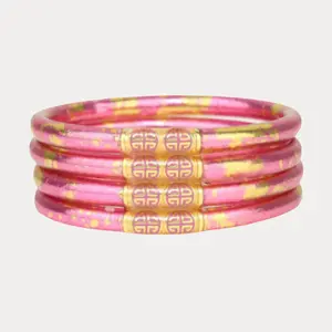 BuDhaGirl | Set of 4 Koi All Weather Bangles | Rose (Pink/Gold)