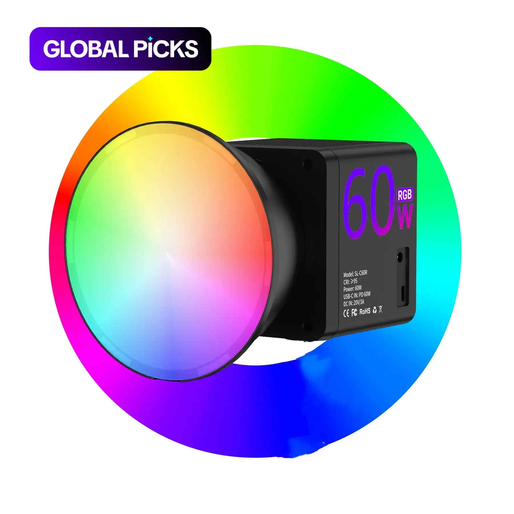 Handheld RGB COB Video Light, Photo Lighting, USB-Rechargeable Soft Continuous Fill Light for Vlogging, Live Streaming, Photography and Studio Use #GLOBAL PICKS