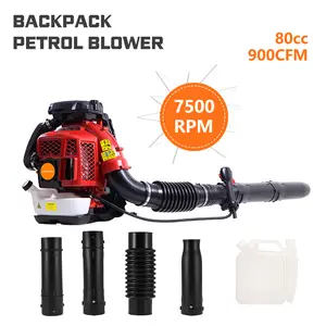 80CC Gas Powered Backpack Leaf Blower 900CFM, Powerful 206MPH Extreme Duty 2-Cycle Petrol Powered Leaf blowers for Lawn/Garden Care Yard Snow/Grass Blowing Dust Debris from US Red