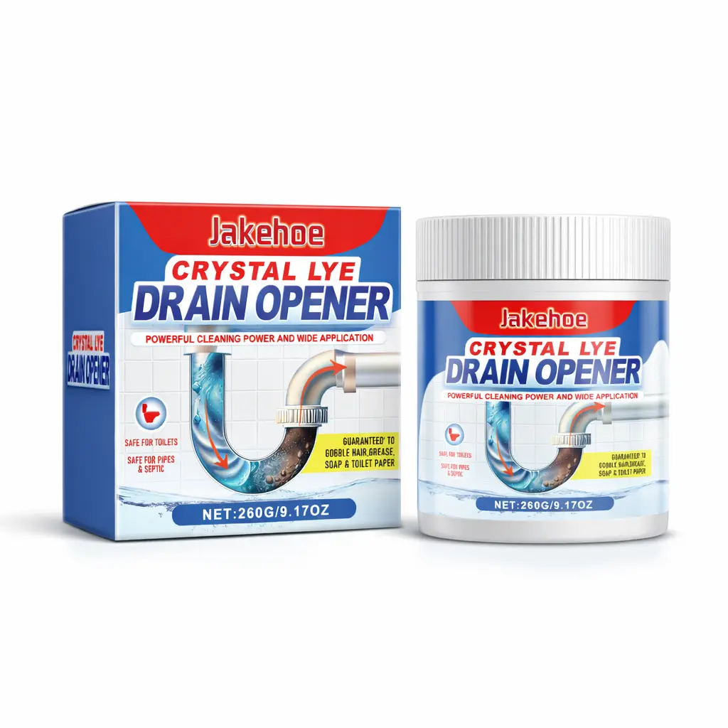 Crystal Lye Drain Opener Clean Clogged Pipes 260g Foam Drainer Cleaner for Cleaning Dissolving Unclogging and Descaling Kitchen and Toilet Sinks and Pipes