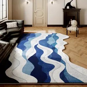 Irregular Wave Design Soft Anti-Slip Washable Carpet, Machine Washable Rug, Modern Abstract Art Decorative Area Rug for Living Room Bedroom Office Bathroom Entrance Door Mat, Modern Indoor Rug