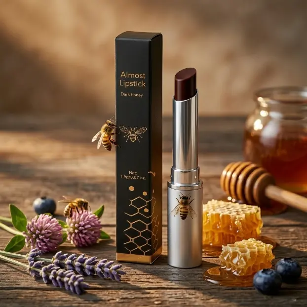 Dark Honey Tinted Lipstick - Sheer Hydrating Lip Balm for Dry Lips - Long-Lasting Moisturizing Lip Color, Nourishing Lipstick with Natural Honey Extract, Lip Gloss, Plumper, Daily Makeup Cosmetic Hydrate