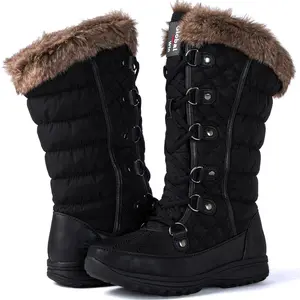 GLOBALWIN Women's Snow Boots Mid Calf Warm Winter Fashion Boots Comfortable Lace-UpWaterproof Boots Insulated Non-Slip Outdoor Shoes for Women