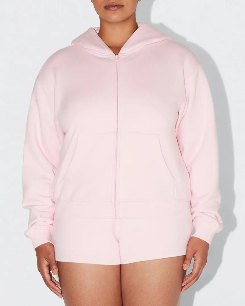 Fleece Zip Hoodie with Oversized Hood | Orchid Pink