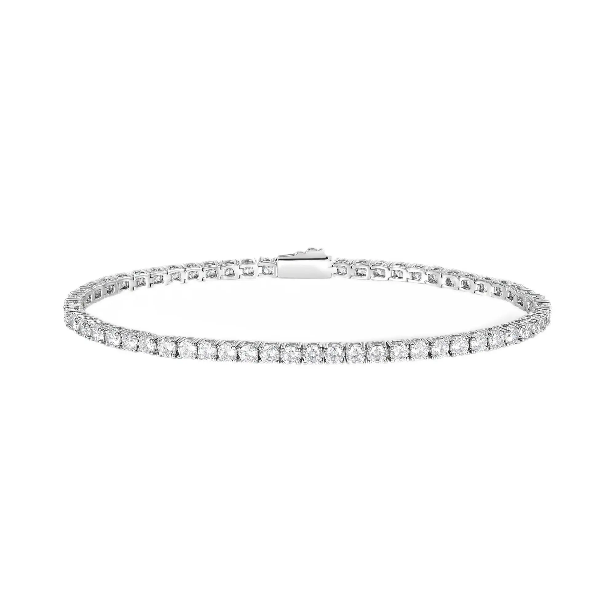 MDFUN 4/5MM Unisex Iced Out Tennis Bracelet Round Cut Cubic Zirconia Bracelet  Luxury Streetwear Accessories BC-26374-W
