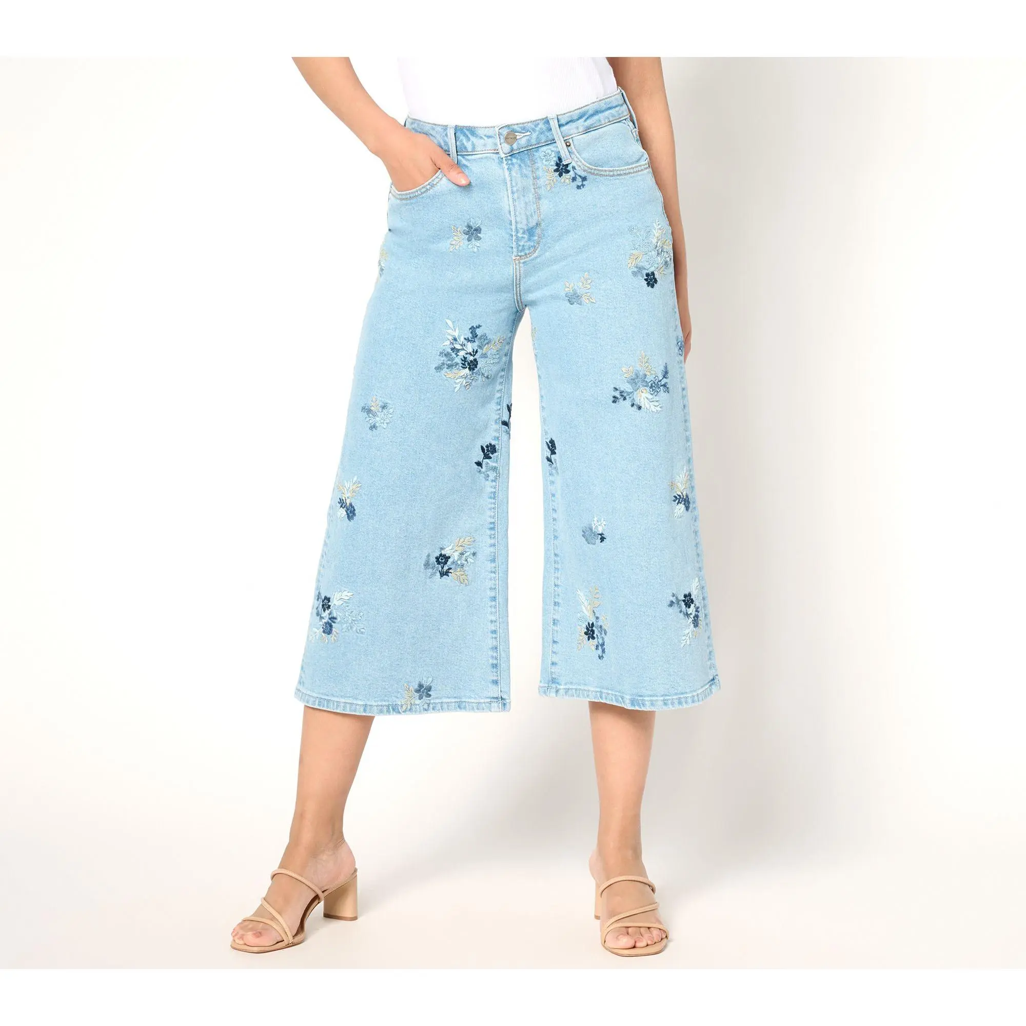 Driftwood Jeans Amie Embroidered Culotte Jean - Summer Blues