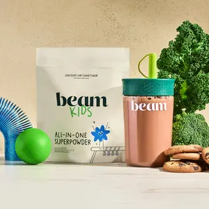 Beam Kids Chocolate Superpowder With 40+ Essential Ingredients to Support Kids' Growth, Immunity, Digestion, and Focus. Pediatrician Formulated. Vitamin.  Supplement