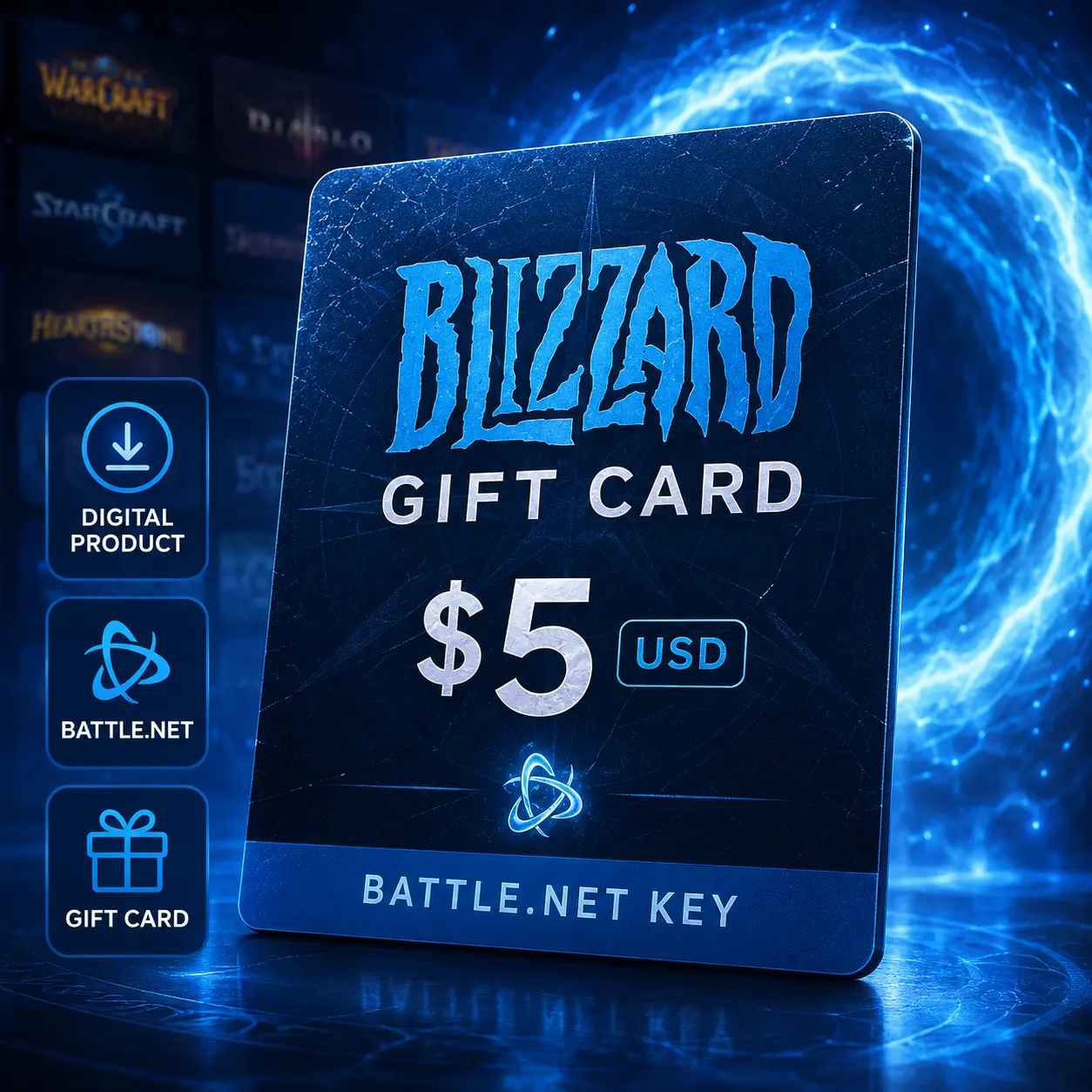 Blizzard 5 USD Battle.net Gift Card, Digital Game Virtual In-Game Item Key
