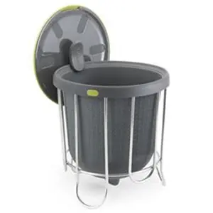 212 MAIN 1 Gal Plastic Kitchen Composter Container - Dishwasher-Safe Kitchen Trash Bin, Home Trash Can, Household Waste Bin with Lid (Gray & Silver, Model 6029724)