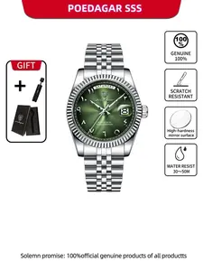 POEDAGAR men's casual business round dial quartz watch, waterproof stainless steel quartz watch+box suitable for parties and gift giving