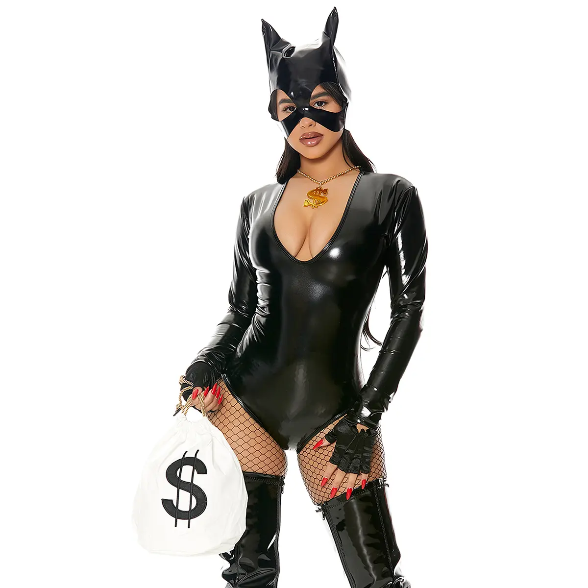 Forplay Women's Halloween Steal the Dough 4-Piece Women's Sexy Cat Burglar Costume