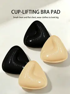 1/2 Pairs Triangular Silicone Bra Inserts, Wearable Push-Up Breast Pads, Adhesive Comfortable Bust Enhancers Reusable Lifting & Side Breast Tightening Inserts Pads, Soft No Irritation Silicone Cups, Ideal for Bras & Swimwear & Lingerie