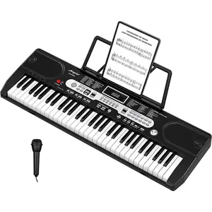 GARVEE 61-Key Electric Piano Keyboard with 200 Timbres, 3 Teaching Modes, USB MIDI, and Detachable Microphone; Perfect for Beginners and Suitable for Home & Outdoor Use with Rich Music Selections.