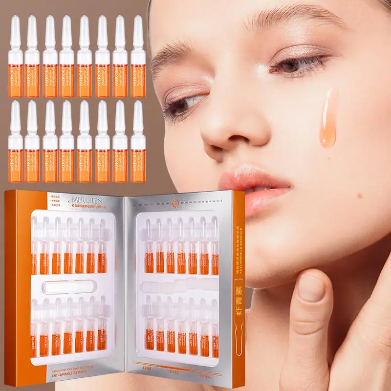 Astaxanthin Face Essence, 28pcs/box Hydrating and Easily Absorbed, Firming Anti Wrinkle Advanced Anti Aging Formula Deep Hydration Facial Serum, Firmer Skin Fine Lines, Individually Packaged for Daily Use