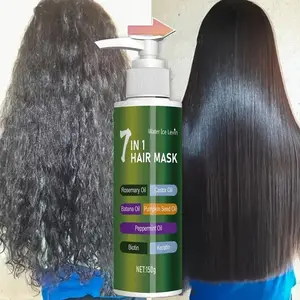 7-in-1 Deep Hair Care Mask, Pumpkin - Repairs split ends and broken, frizzy, damaged hair, prevents breakage, smooths and adds shine, rich in rosemary oil, castor oil, peppermint oil, biotin, and keratin, provides hydration and moisture, suitable for all
