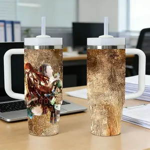 Steins Anime G-G-Gate Vacuum Flasks 40oz Stainless Steel Tumbler with Handle & Straw, Vacuum Insulated Travel Mug Keeps Drinks Cold Up to 12 Hours, Leak-Resistant Cup for Iced Coffee, Water, Office, Gym or Travel