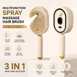 Electric Spray Air Cushion Massage Comb – Self-Cleaning, Anti-Tangle, Anti-Static, Volumizing Hair Brush with Essential Oil Mist Aromatherapy for Hair Care