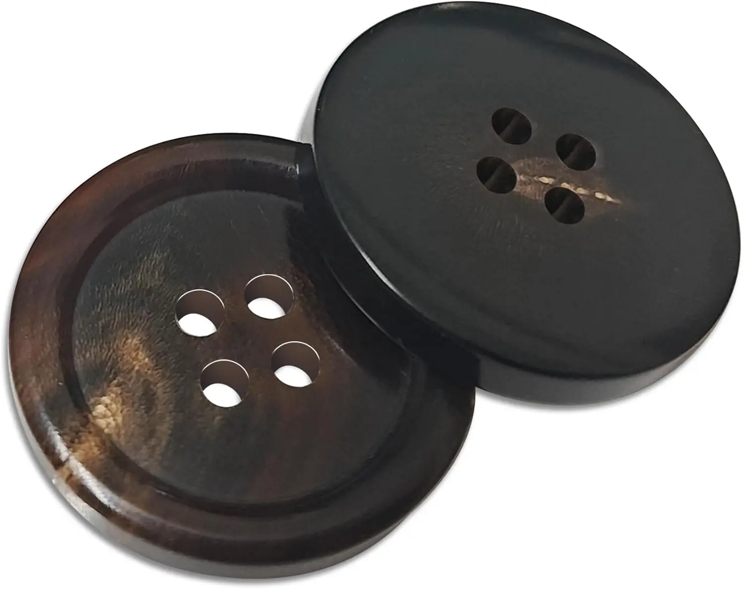 1 Inch Real Horn Buttons 10 count Large Sewing Buttons for Coat, Blazer, Suit, Overcoat, Winter Coat, Jacket, Genuine  Brown Buffalo Horn Buttons for Men, Women (25mm, Brown)
