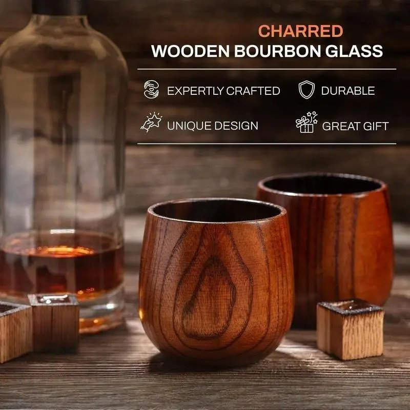 Wooden Whisky Mug in Classic Style, Charred or Uncharred Drinking Cup for Special Occasions, Unique Drinkware Gift Idea