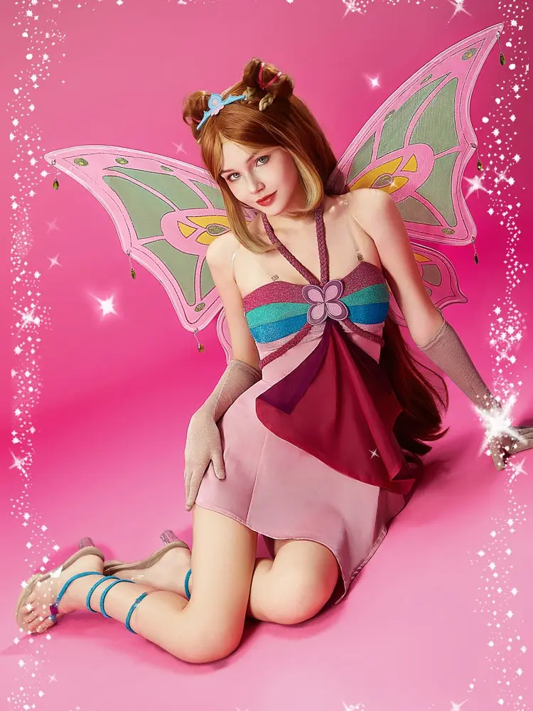Officially Licensed Winx Club Enchantix Flora Cosplay Costume Set