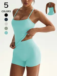 Women's Summer Outdoor Sport Cami Short Set, Sportswear Set, Casual Daily Wear, Commuter Sports Clothing, Comfortable Breathable Sweat-Wicking