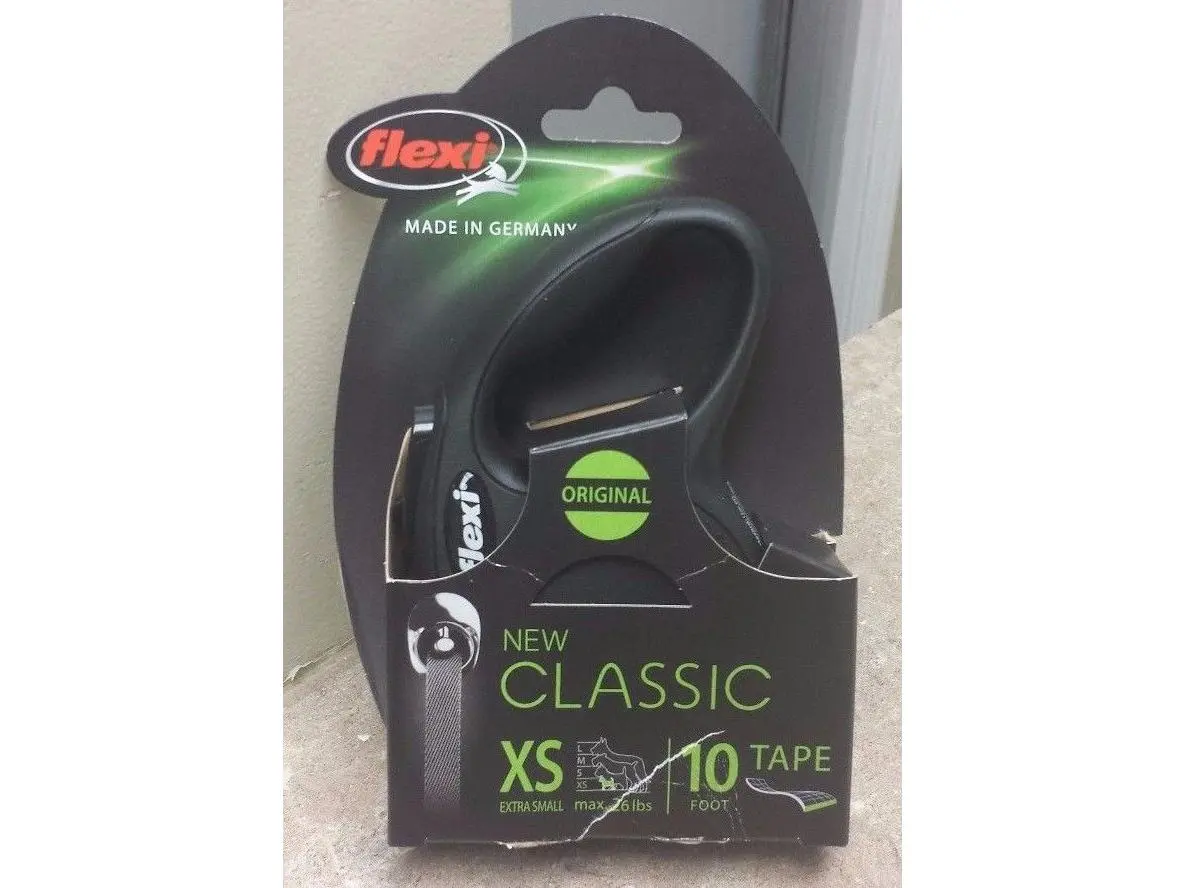 Flexi 840317107579 Extra Small Classic Tape Leash, Black - 26 oz x 10 ft.