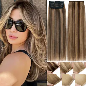 Thick 2 Pcs Short Hair Extensions Hair Pad, Invisible Clip in Extensions Human Hair for Women Adding Volume 4-12 inch Brown Blonde