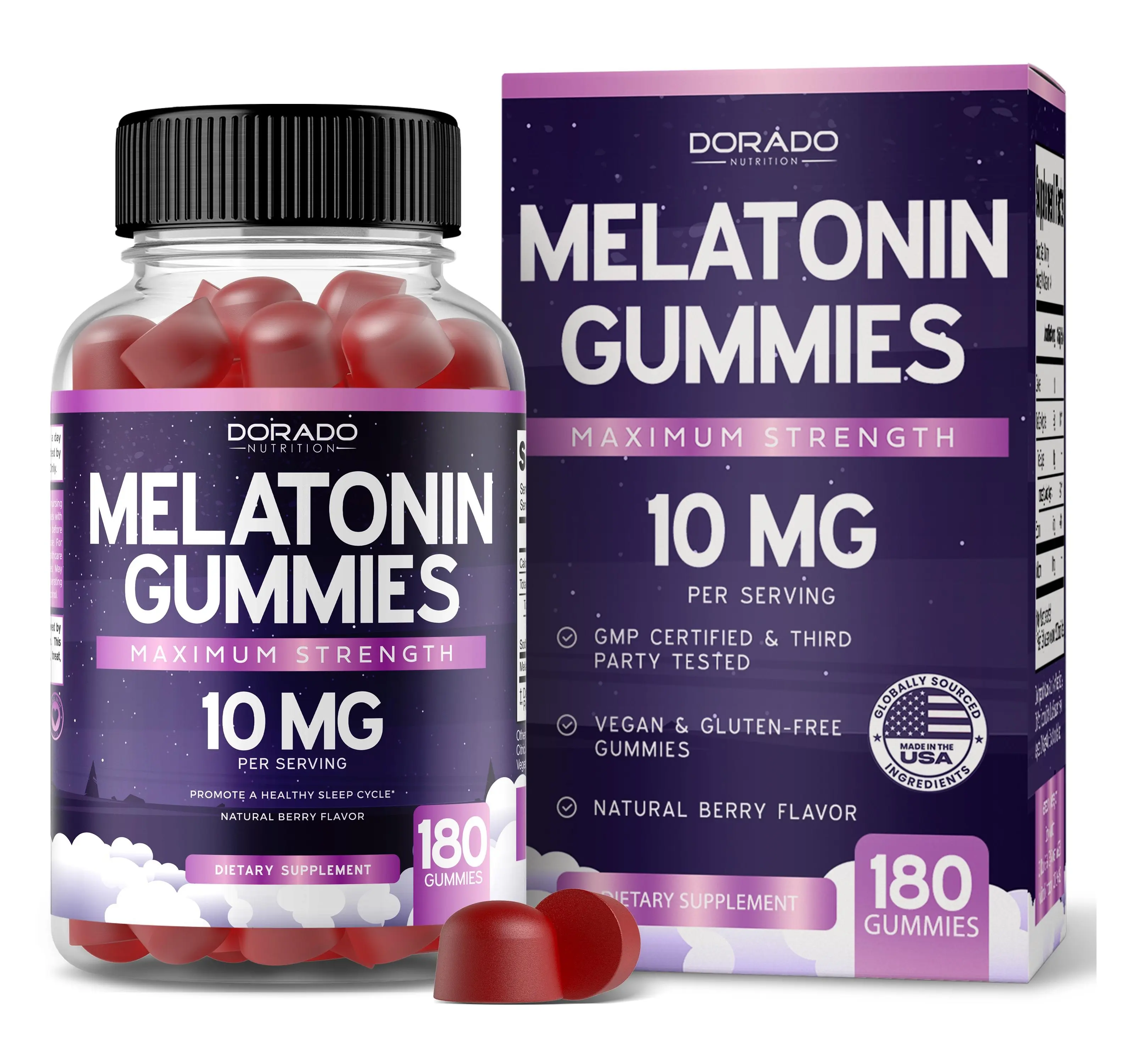 Melatonin Gummies 10mg for Adults – Mixed Berry Flavor Sleep Support Supplement, Quick Dissolve Vegan Gummies
