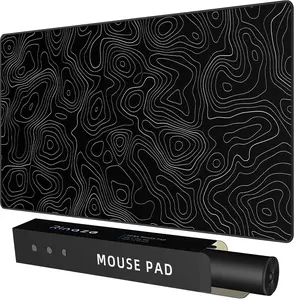 Extra Large Gaming Mouse Pad with Black Topographic, XXL Mousepad, Big Mouse Mat Desk Pad, Non Slip Keyboard Pad for Gaming Computer Laptop PC Office Desk Accessories