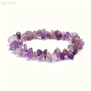 Bracelet | Healing Crystal Stretch Bead Bracelet, Natural Amethyst Chip Bead Spiritual Jewelry, Calm Energy Accessory for Meditation & Daily Use