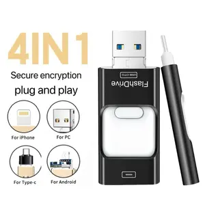 High-Speed USB 3.0 Flash Drive, 4-In-1 Storage Device with Free Type-C Adapter, Compatible with Android and PC, 64GB-1tb Capacities
