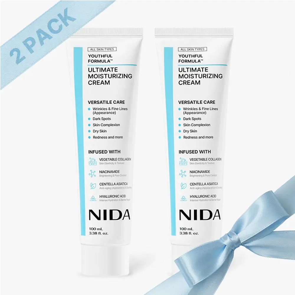 BIG SALE !!! NIDA Youthful Formula Ultimate Moisturizing Cream 2 PACK| Centella Asiatica, Niacinamide, Hyaluronic Acid, Collagen | Wrinkles, Fine Lines, Dark Spots, Dry Skin, Redness | 3.38 fl. oz., 100ml (New Formula)