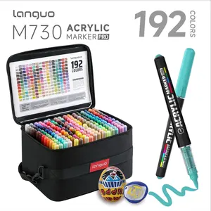 Languo 48/72/96/192 Colors Direct Ink Acrylic Marker Set Professional Rich Color Style Smooth Flow, Layerable & Vibrant Ideal for Illustration, Student Art & Creative Projects
