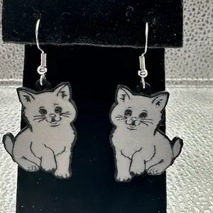 Cat/Kitten Earrings with Sterling Silver Hooks
